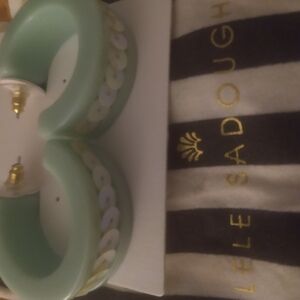 Lele Sadoughi Mint Green Hoop Earrings